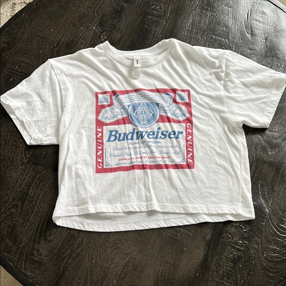 Budweiser Tops - Budweiser White Tee with Red and Blue Accents